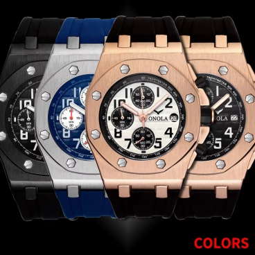 Gentleman Quartz Watches Silicone Band Watch Multifunction Calendar